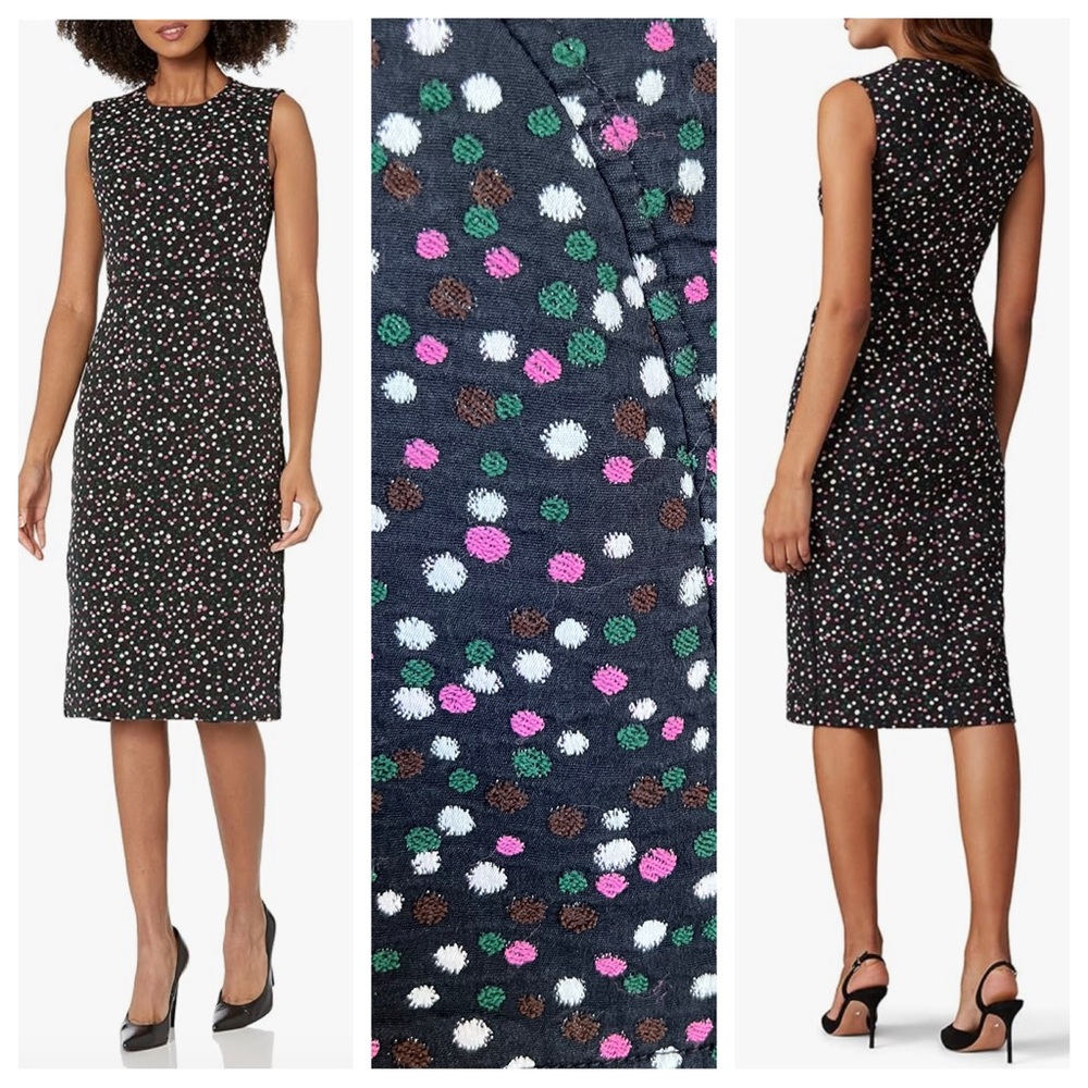 Diane Von Furstenberg Dress Pace Polka Dot Jacquard Sheath Pencil Skirt Dress